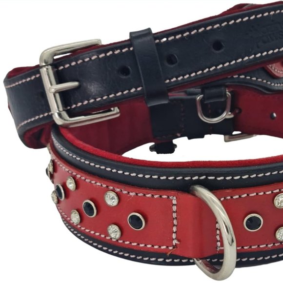 BlazingPaws Barrington Luxury Crystal Red Leather Dog Collar XXL - Picture 5 of 5